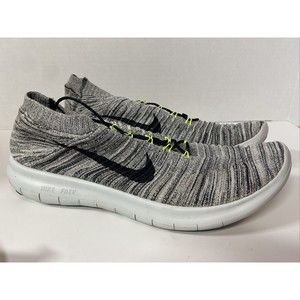 2016 Nike Free RN Motion Flyknit Oreo Grey Running Shoes 834584-100 Men's 14